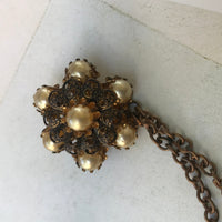 Thumbnail for Double Pearl Chatelaine Brooch with Brass Chain Jewelry Bloomers and Frocks 