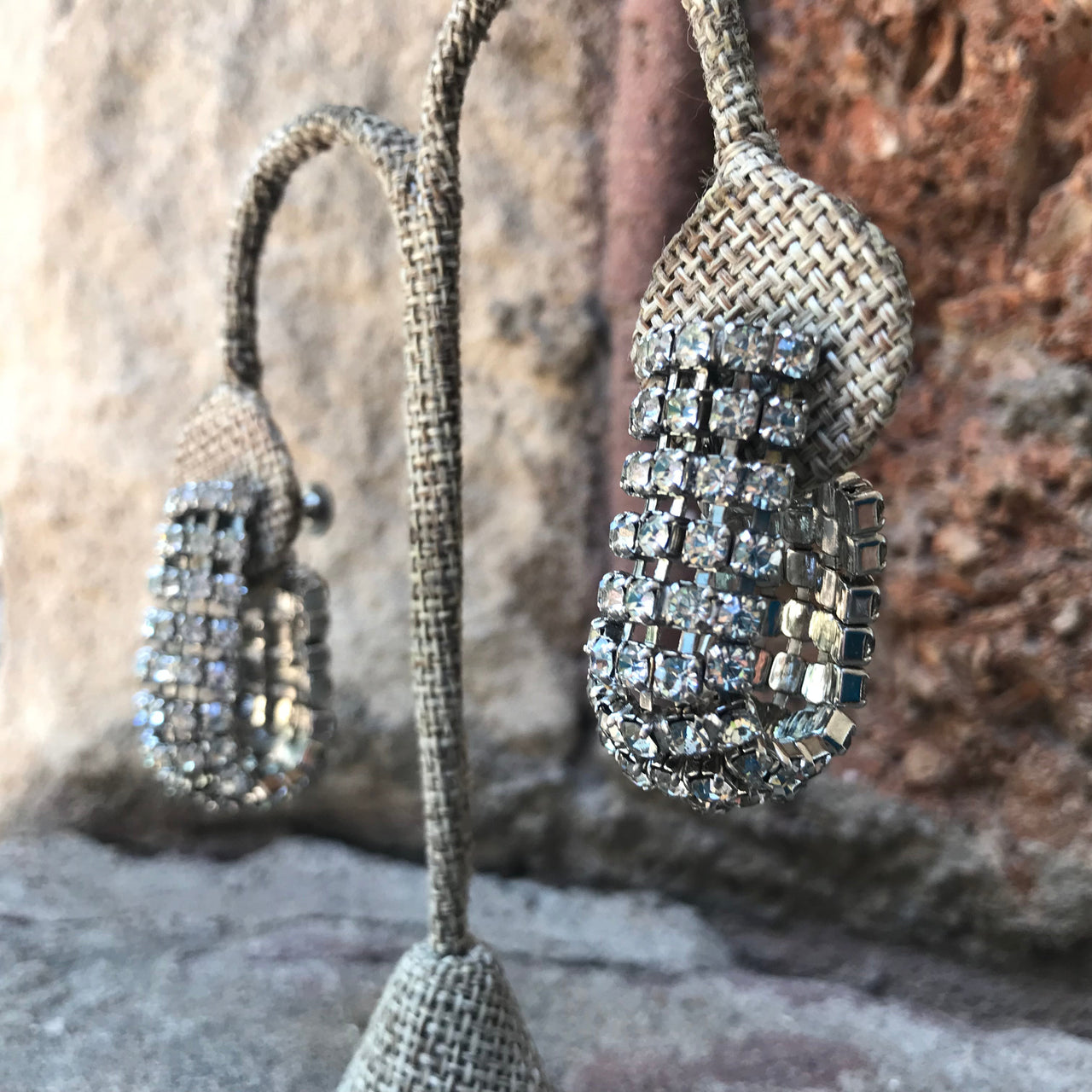 Flexible Rhinestone Clip On Hoop Earrings Jewelry Bloomers and Frocks 