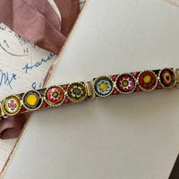 Thumbnail for Floral Bar Link Italian Micro Mosaic Bracelet Jewelry Bloomers and Frocks 