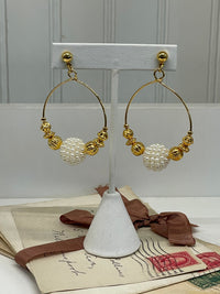 Thumbnail for Gold Circles Earrings with Pearl and Gold Balls Bloomers and Frocks 