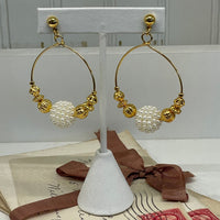 Thumbnail for Gold Circles Earrings with Pearl and Gold Balls Bloomers and Frocks 