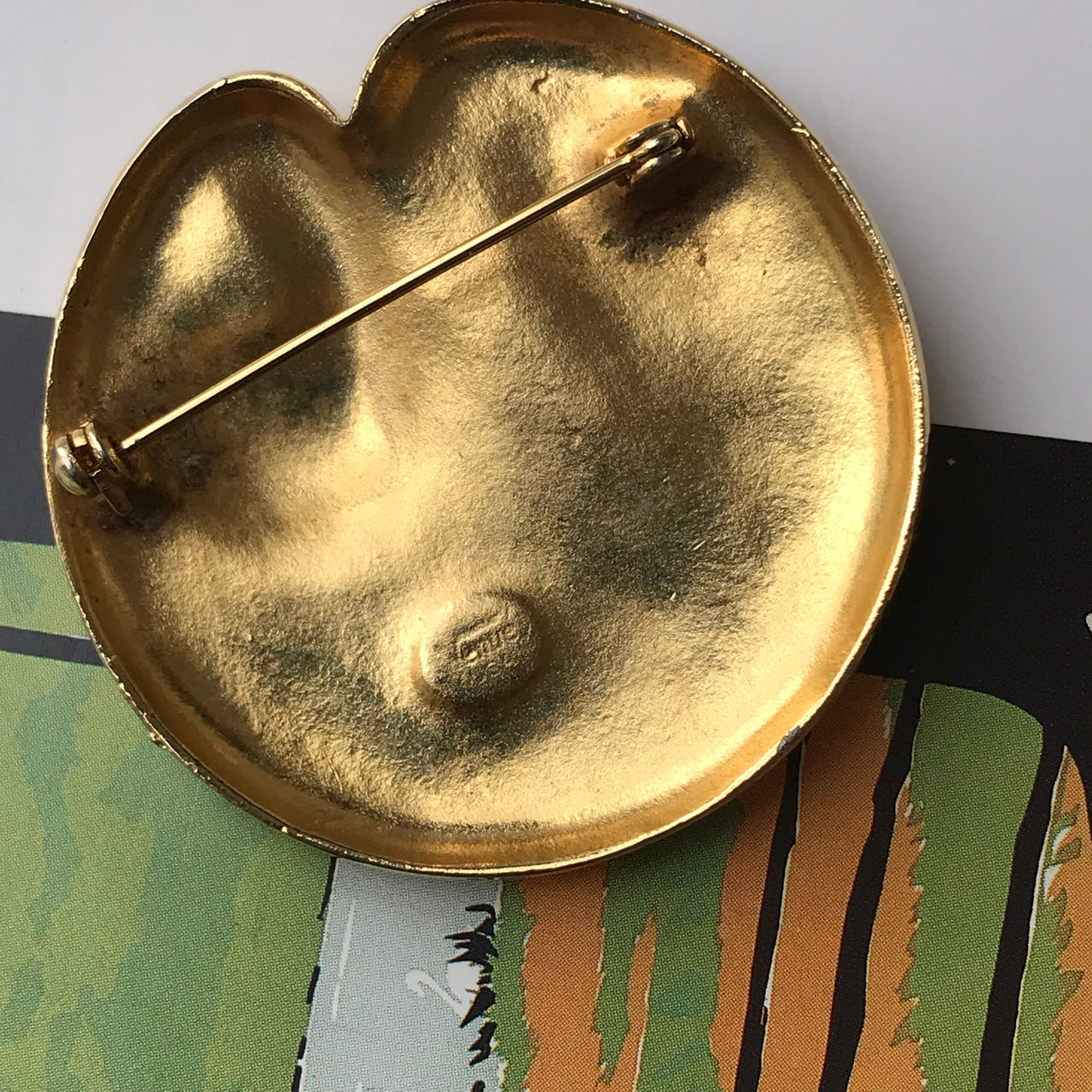 Gold Round Brooch with Pearl Accents Jewelry Bloomers and Frocks 