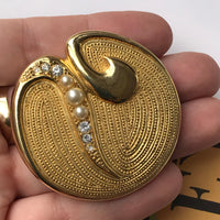 Thumbnail for Gold Round Brooch with Pearl Accents Jewelry Bloomers and Frocks 