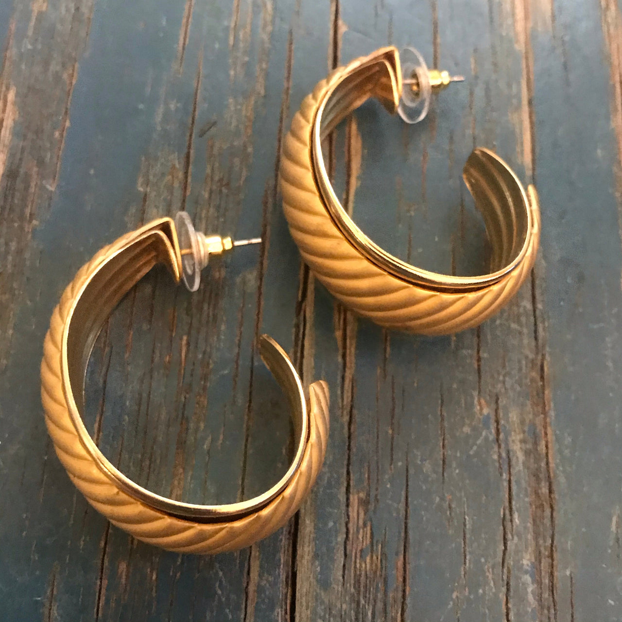 Gold Textured Hoop Earrings Earrings Bloomers and Frocks 