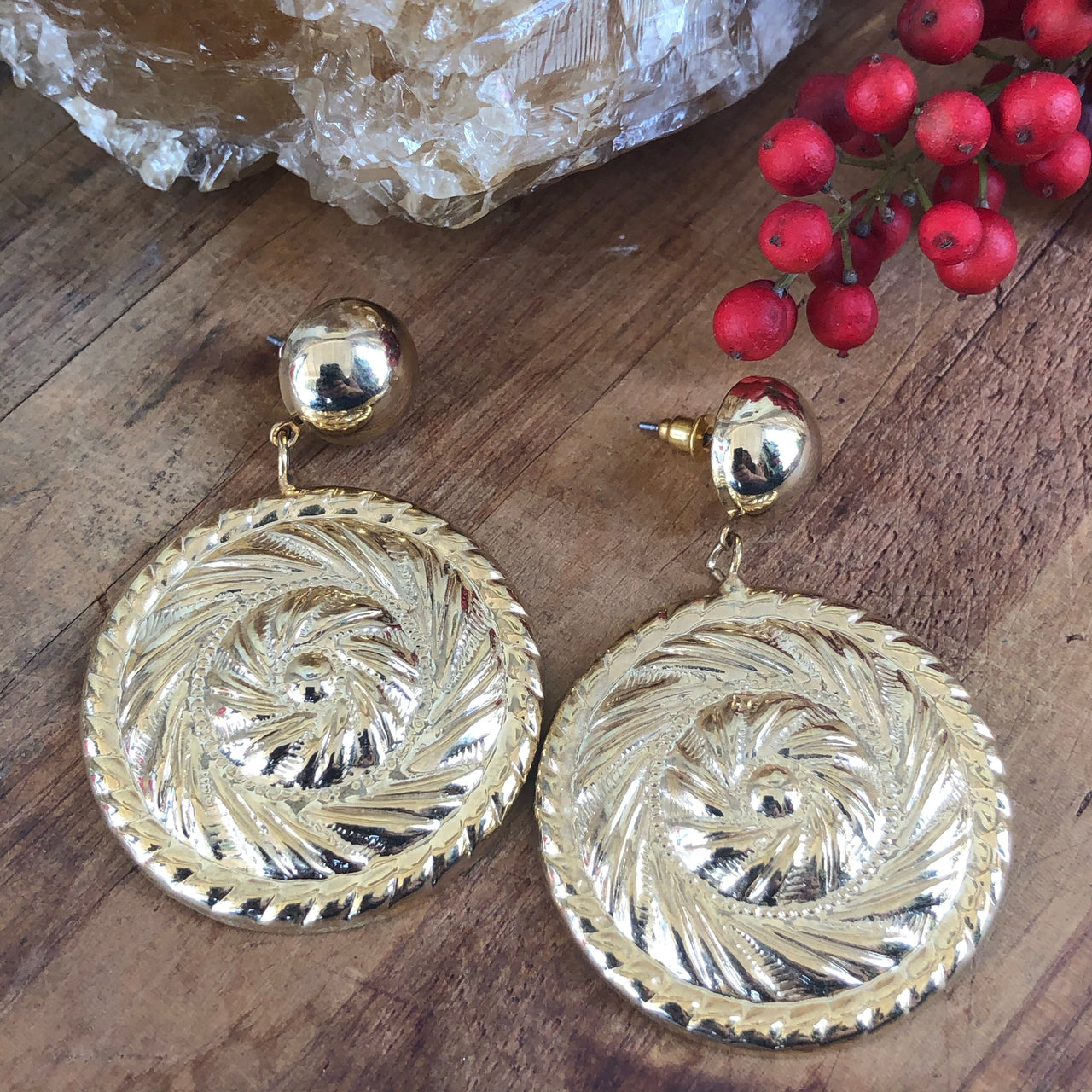 Gold Tone Statement Earrings Jewelry Bloomers and Frocks 