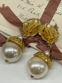Thumbnail for Large Gold Pearl and Rhinestone Earrings Bloomers and Frocks 