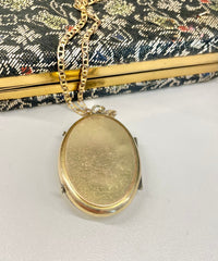 Thumbnail for Large Victorian Gold Filled Locket with Silver Flowers Jewelry Bloomers and Frocks 