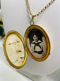 Thumbnail for Large Victorian Gold Filled Locket with Silver Flowers Jewelry Bloomers and Frocks 