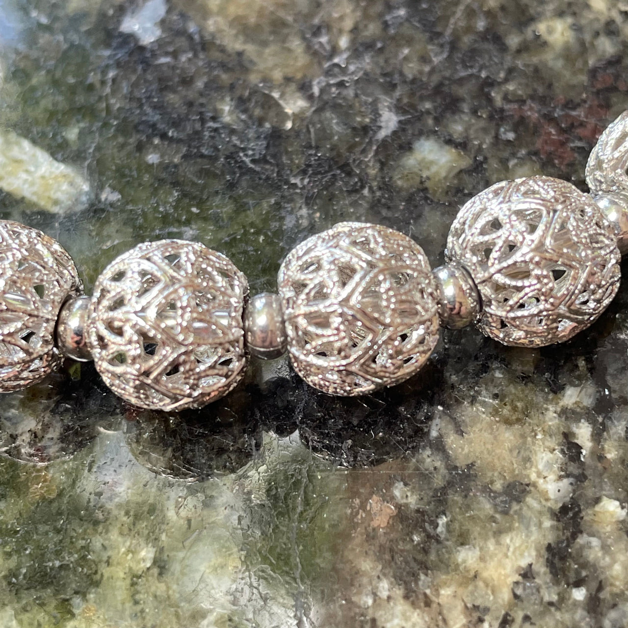 Monet Silver Filgree Ball Necklace Jewelry Bloomers and Frocks 