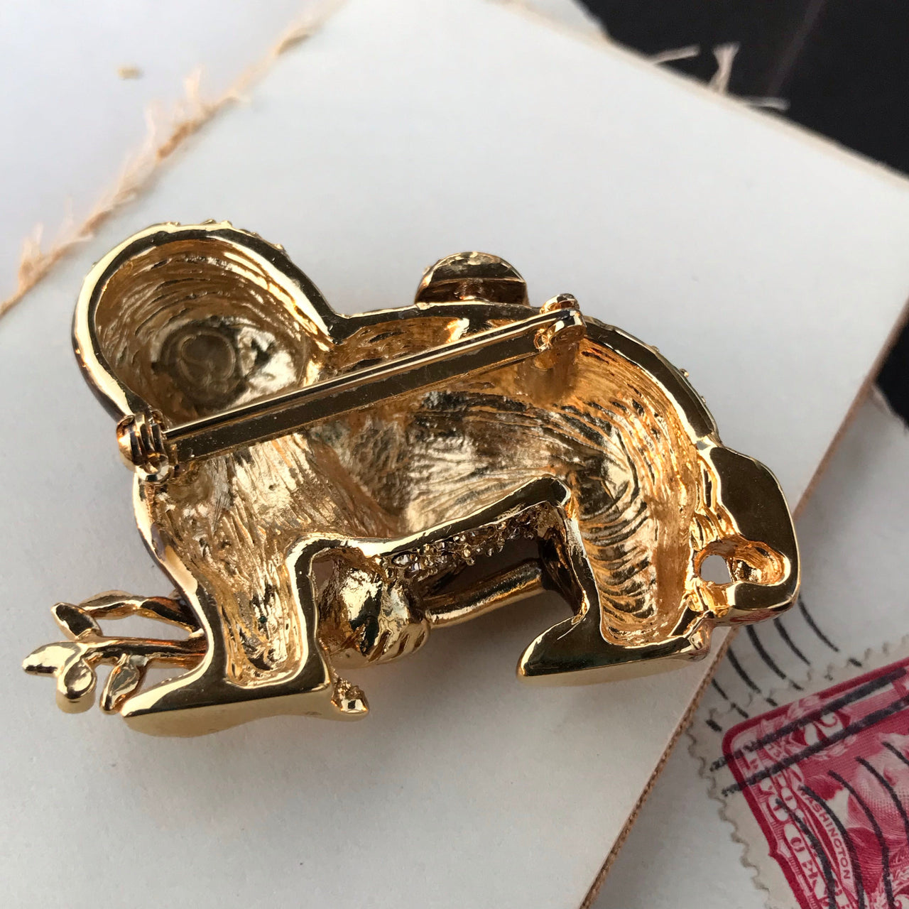 Monkey and Baby Rhinestone Brooch Jewelry Bloomers and Frocks 