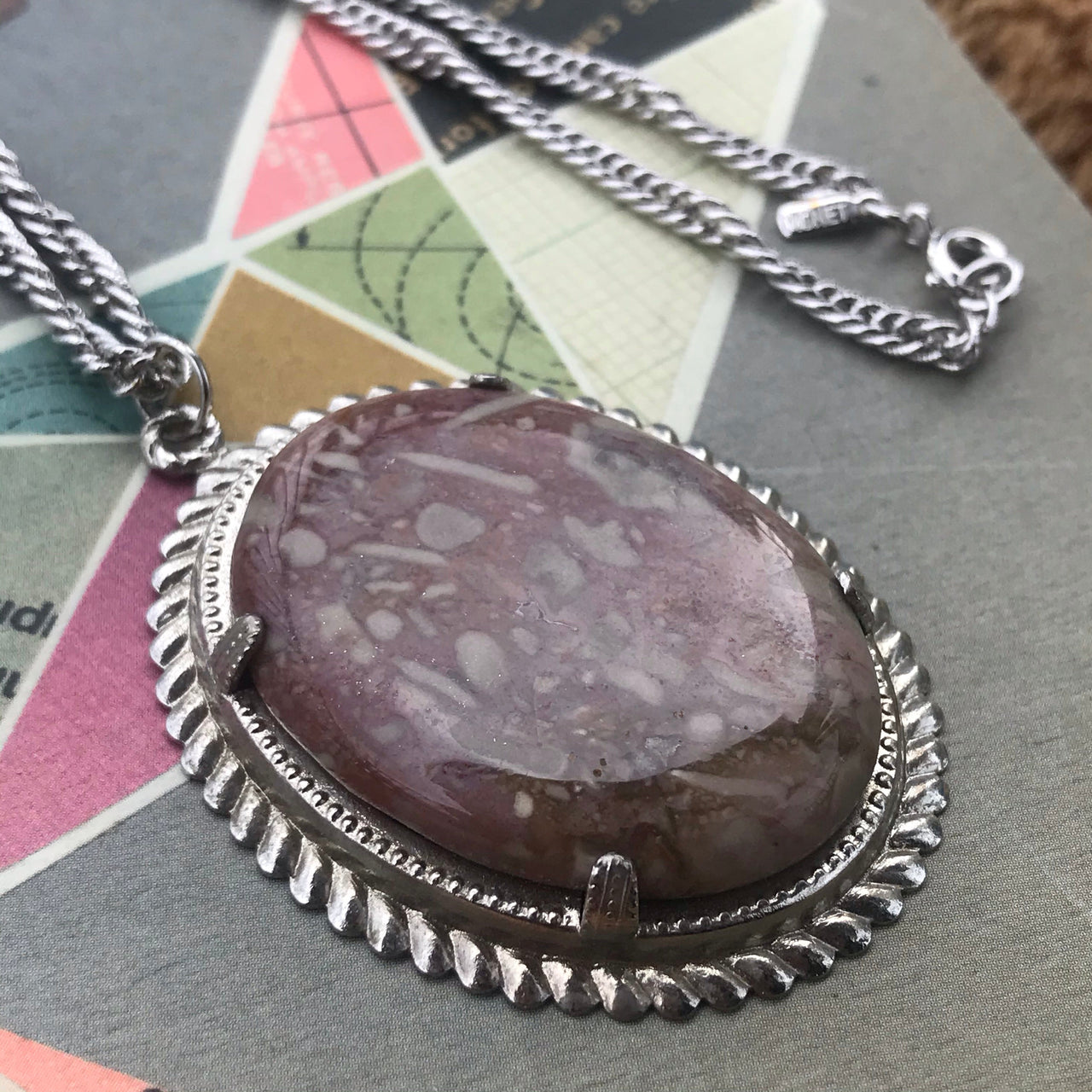 Pink Oval Stone Necklace Jewelry Bloomers and Frocks 