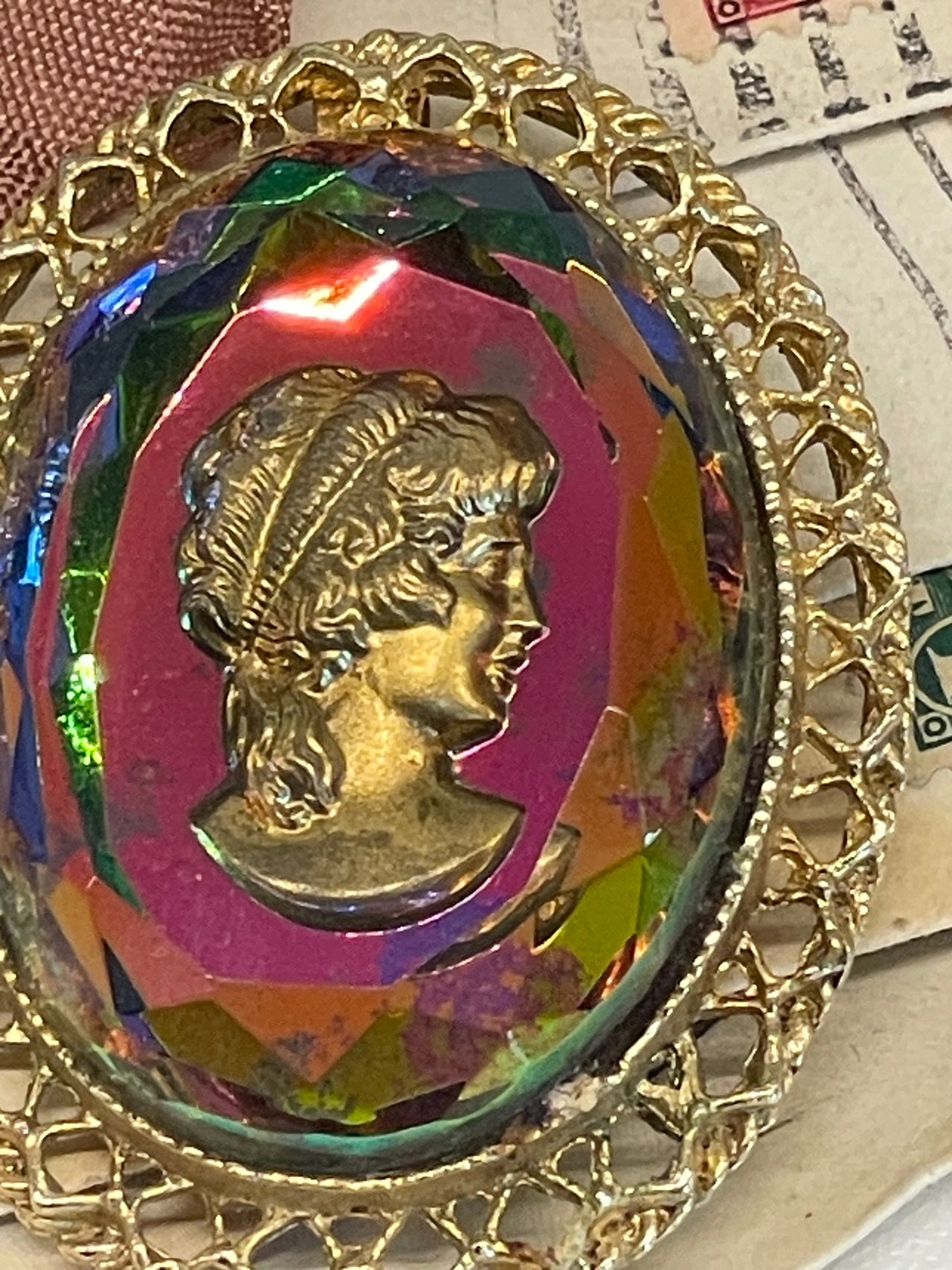 Rainbow Glass Cameo Brooch/Pendant Combo Bloomers and Frocks 