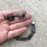 Thumbnail for Siam Sterling Silver Bracelet and Clip Earring Set Jewelry Bloomers and Frocks 