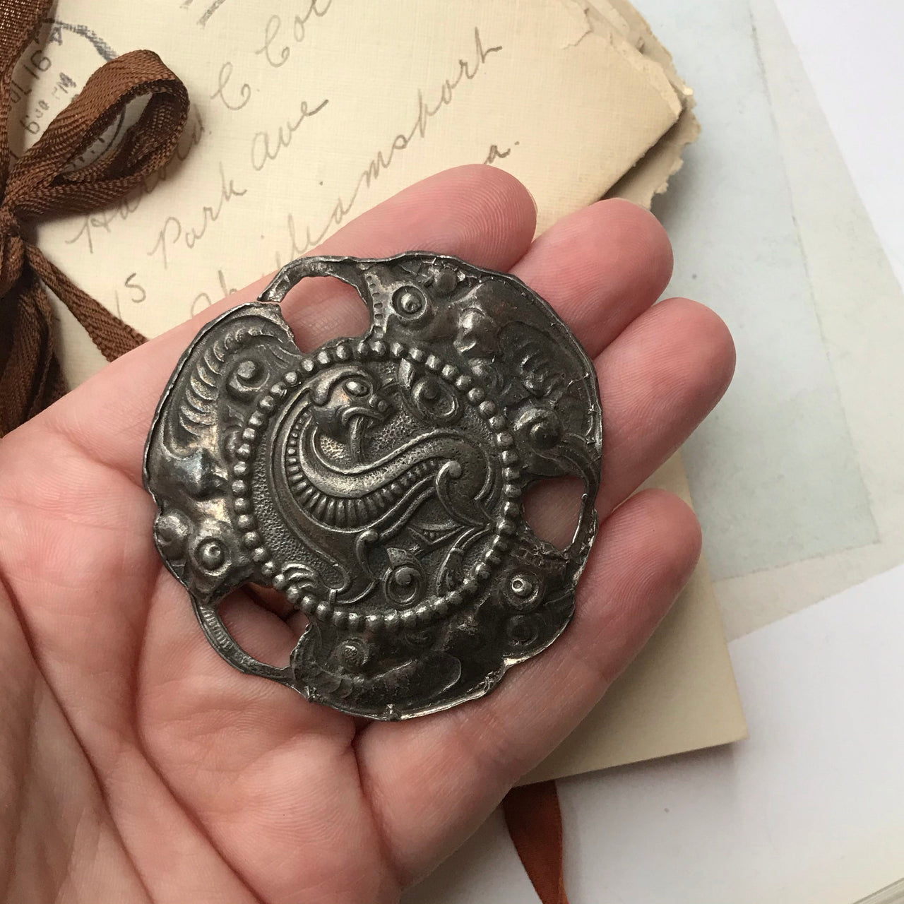 Silver Dragon Brooch Jewelry Bloomers and Frocks 