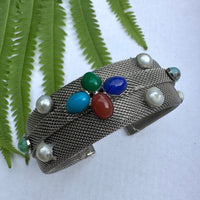 Thumbnail for Silver Mesh Cabochon Stone Bracelet Bloomers and Frocks 