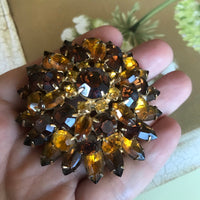 Thumbnail for Three-Dimensional Brown and Amber Rhinestone Brooch Jewelry Bloomers and Frocks 