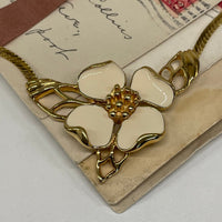 Thumbnail for Trifari Gold and Cream Dogwood Flower Necklace Bloomers and Frocks 
