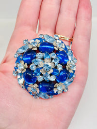 Thumbnail for Vendome Blue Rhinestone Silver Flower Brooch Jewelry Bloomers and Frocks 