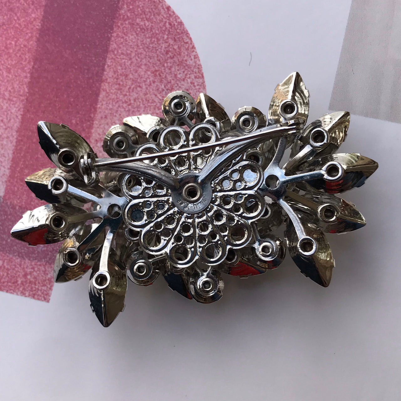 Vintage Clear Rhinestone Burst Statement Brooch Jewelry Bloomers and Frocks 