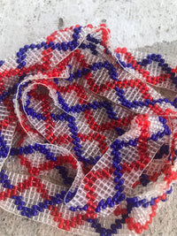 Thumbnail for Vintage Red + Blue Seedbead Flapper Necklace Jewelry Bloomers and Frocks 