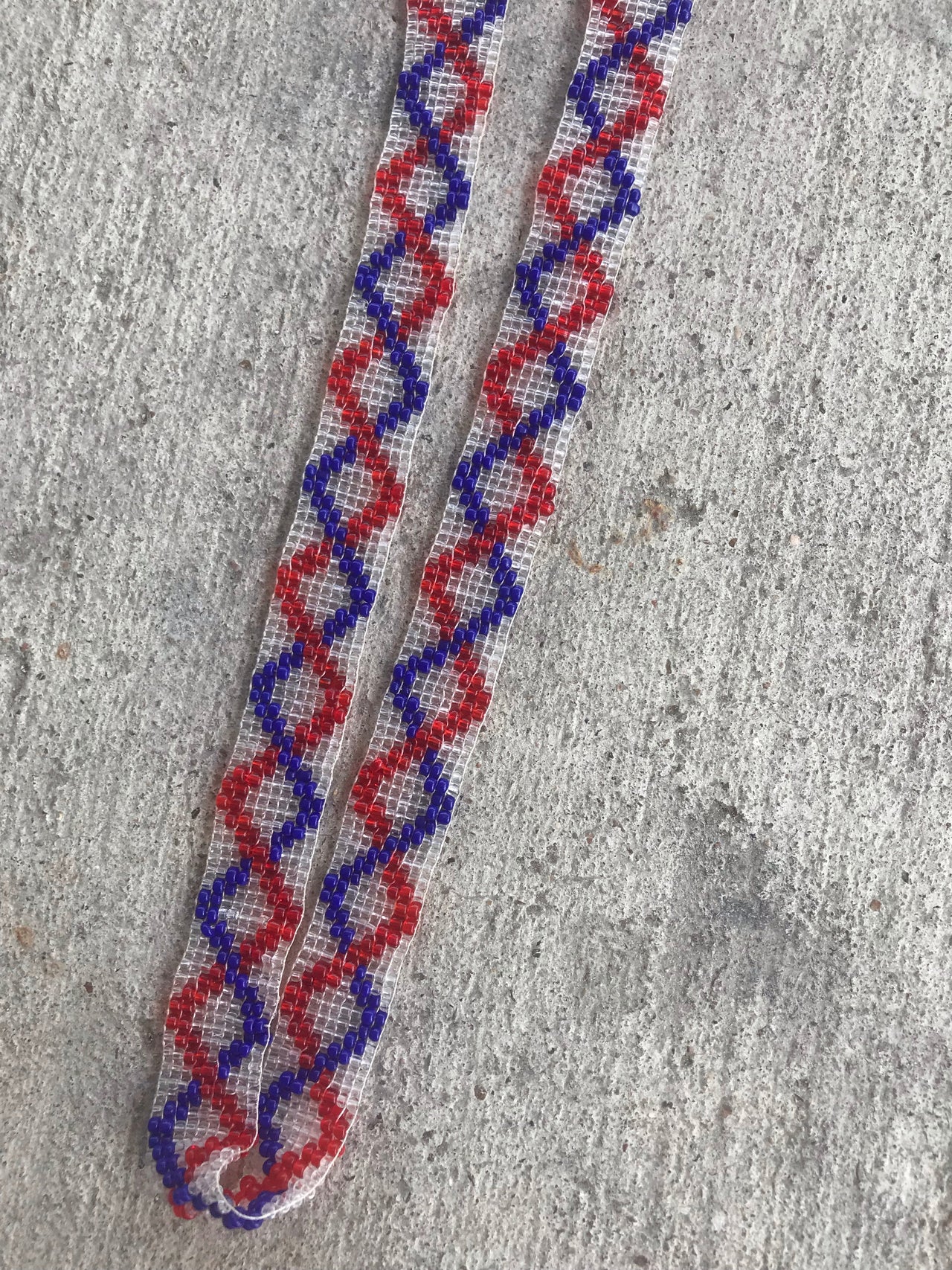 Vintage Red + Blue Seedbead Flapper Necklace Jewelry Bloomers and Frocks 