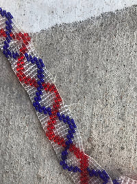 Thumbnail for Vintage Red + Blue Seedbead Flapper Necklace Jewelry Bloomers and Frocks 