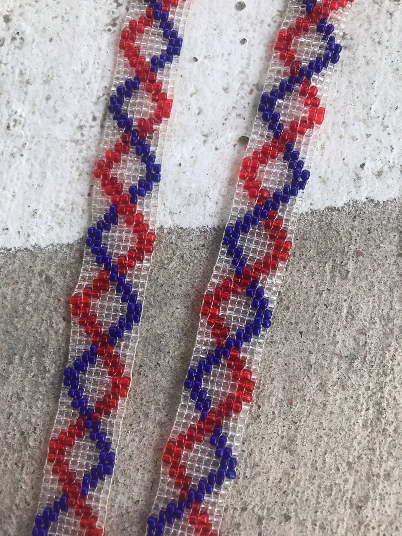 Vintage Red + Blue Seedbead Flapper Necklace Jewelry Bloomers and Frocks 