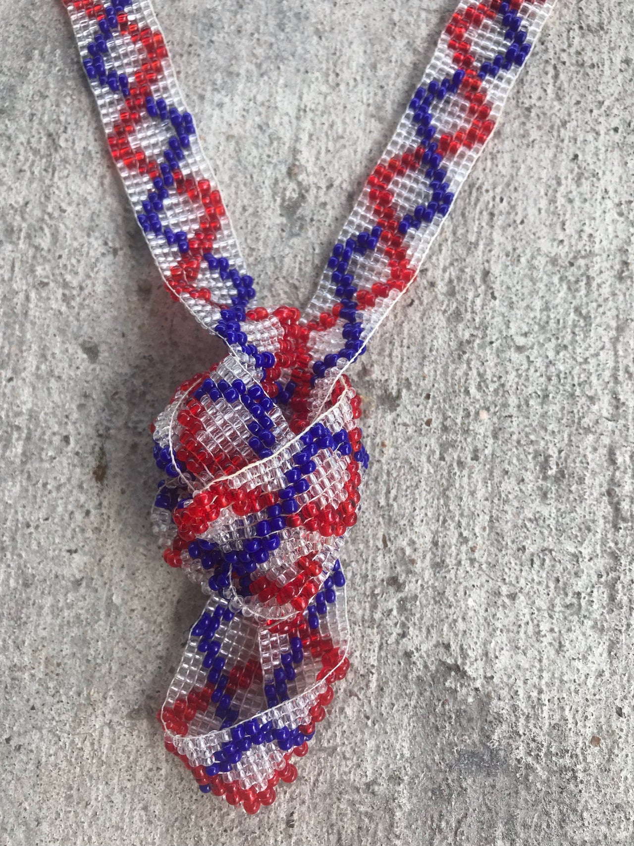 Vintage Red + Blue Seedbead Flapper Necklace Jewelry Bloomers and Frocks 