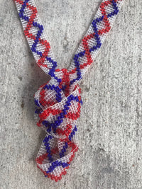 Thumbnail for Vintage Red + Blue Seedbead Flapper Necklace Jewelry Bloomers and Frocks 