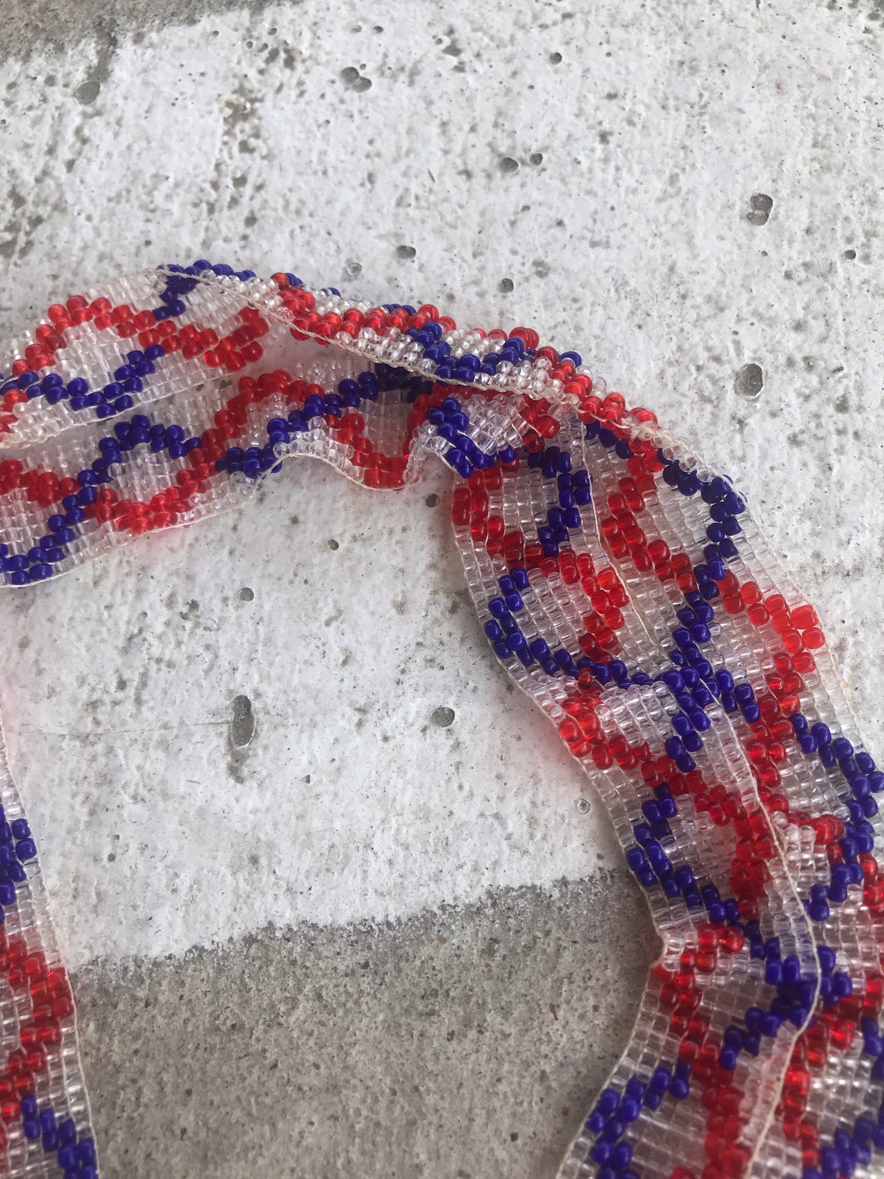 Vintage Red + Blue Seedbead Flapper Necklace Jewelry Bloomers and Frocks 