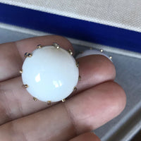 Thumbnail for White Milk Glass Prong Set Clip Earrings Jewelry Bloomers and Frocks 